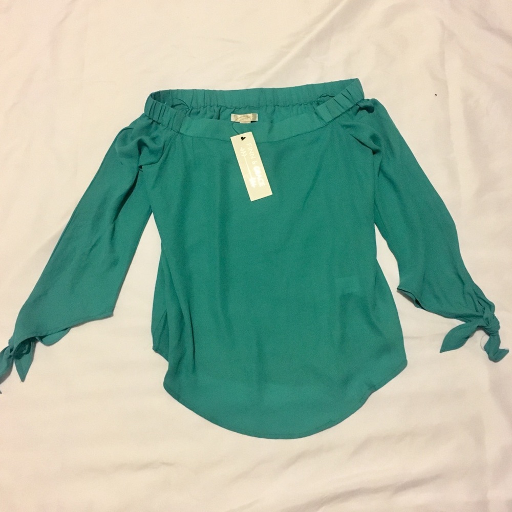 Turquoise off the shoulder top